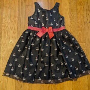 H&M SWAN DRESS FANCY CHRISTMAS PARTY OCCASION SIZE 4-5 Years BLACK SATIN FORMAL
